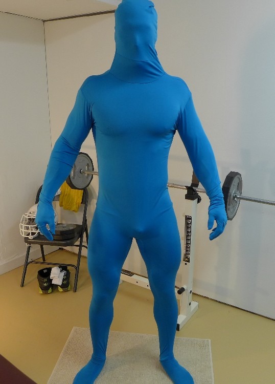 Lycraman featuring Blue zentai suit